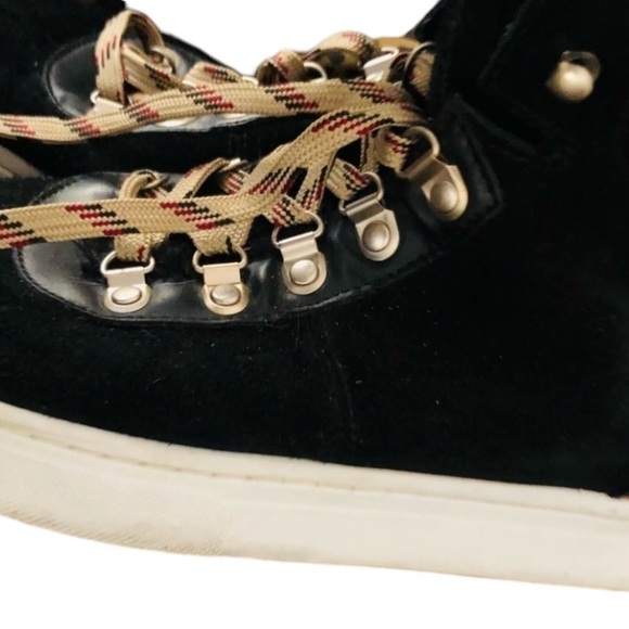 Sam Edelman size 10 Black suede sneaker shearling sheepskin trim - Picture 4 of 13